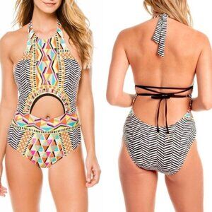 New Trina Turk Brasilia High Neck Swimsuit Size 10 / Large